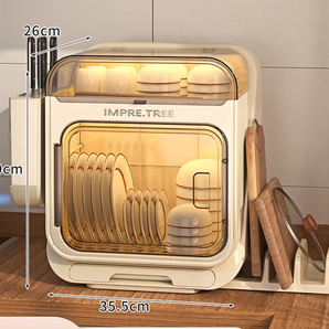 Luxury Dustproof Dish Drying Cabinet with Drain Tray
