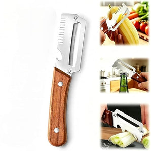 3-in-1 Multifunctional Stainless Steel Vegetable Peeler with Julienne Shredder & Bottle Opener