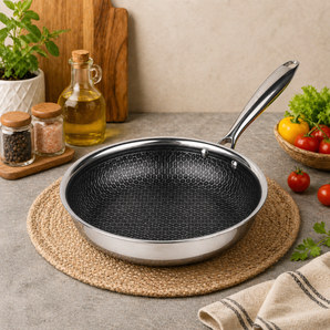 Multi-Purpose Stainless Steel Honeycomb Non-Stick Fry Pan (20cm)