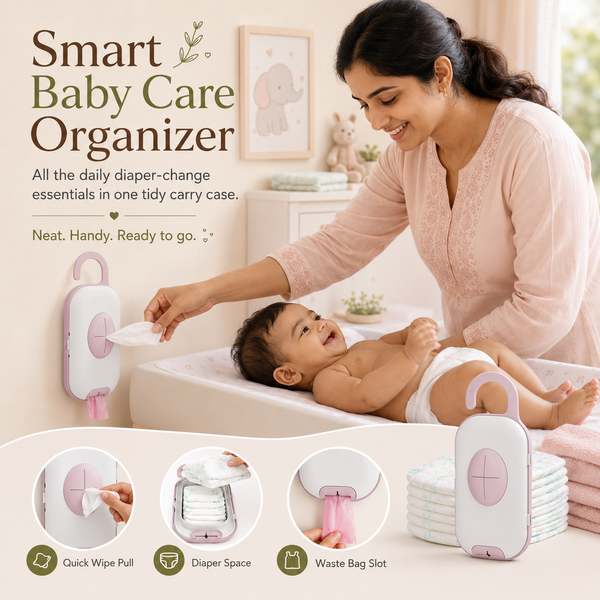 Portable 3-in-1 Baby Diaper Change Kit with Wipe Holder & Disposal Bag Slot