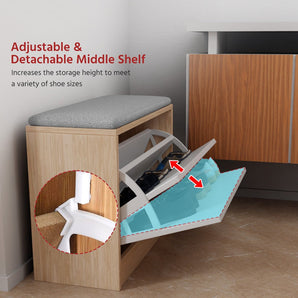 Premium Tipping Bucket Shoe Storage Bench
