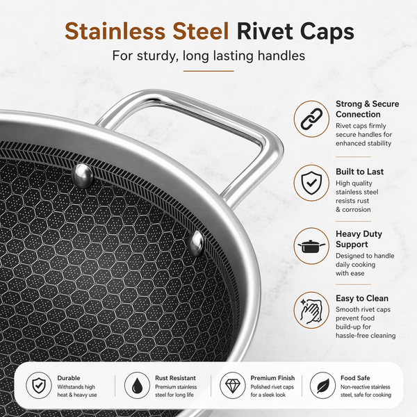 Tri-Ply Stainless Steel Non Stick Honeycomb Kadhai (24CM)