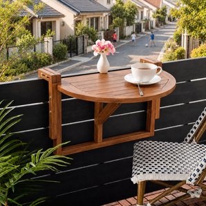 Foldable Natural Wood Balcony Hanging Table