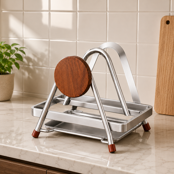 Stainless Steel Kitchen Storage Rack for Cutting Boards, Lids & Utensil Storage