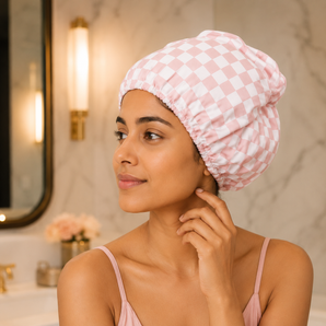 Reusable Waterproof Shower Cap with Satin Lining