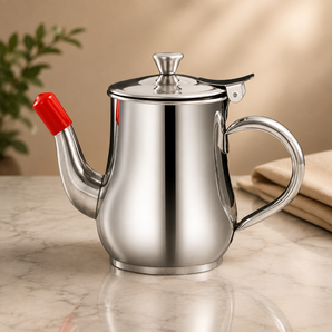 Premium Stainless Steel Oil Pot with Fine Mesh Strainer