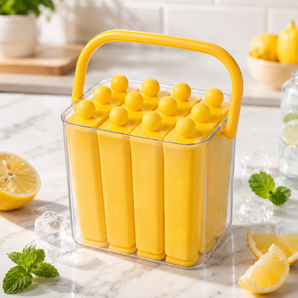 Ice Cube Tray with Storage Box, Lid & Scoop for Juice, Mocktails & Summer Drinks